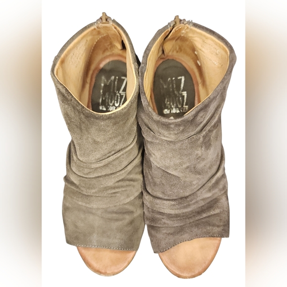 Miz Mooz Suede Peep Toe Booties, Womens 38 EU (7.5-8 US) - Picture 4 of 9